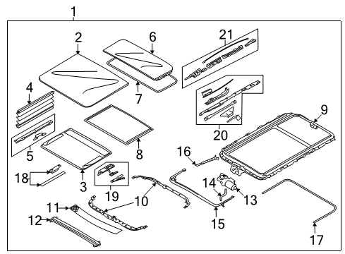 2009 BMW 328i Sunroof Cover Plates Diagram for 54137176311