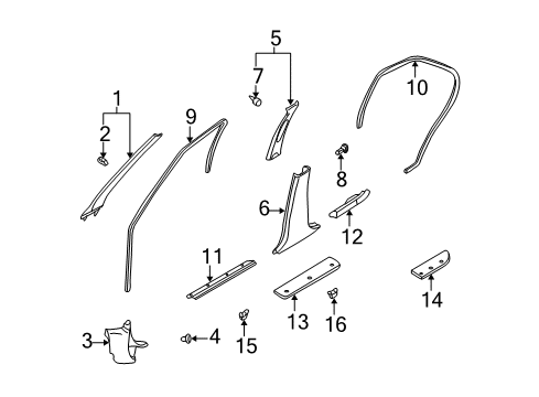 2001 Nissan Altima Interior Trim - Pillars, Rocker & Floor Garnish Assy-Front Pillar, LH Diagram for 76912-9E002