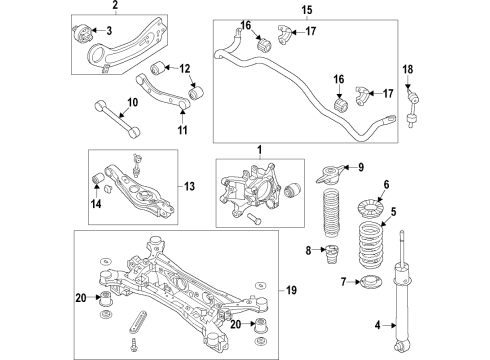 2021 Hyundai Palisade Rear Suspension Components, Lower Control Arm, Upper Control Arm, Stabilizer Bar Link Assembly-Rear Stabilizer, LH Diagram for 55530-S8000