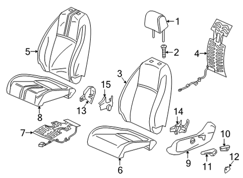 2022 Honda Civic Driver Seat Components HEATER, L- FR Diagram for 81534-T20-A21