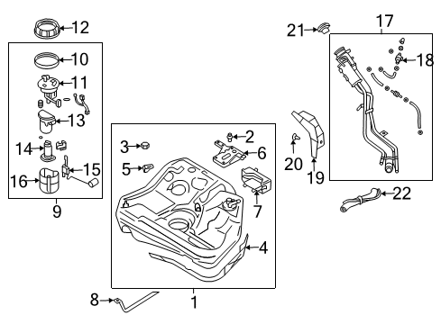 2005 Dodge Stratus Fuel Supply Fuel Tank Assembly Diagram for 1700A015