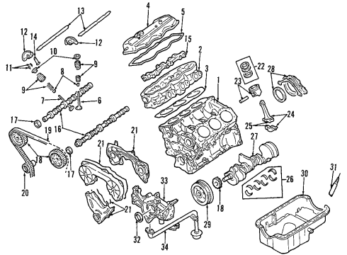 1999 Nissan Pathfinder Engine Parts, Mounts, Cylinder Head & Valves, Camshaft & Timing, Oil Pan, Oil Pump, Crankshaft & Bearings, Pistons, Rings & Bearings Cover Assy-Valve Rocker Diagram for 13265-0W000