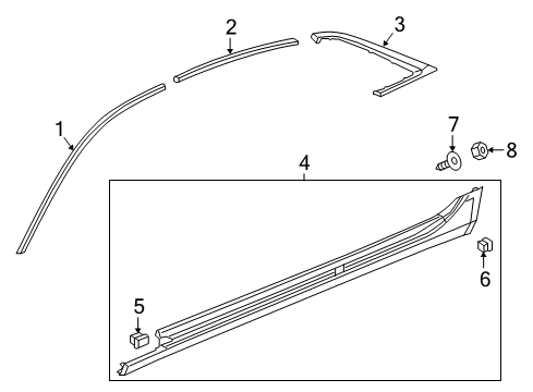 2016 Cadillac CT6 Exterior Trim - Pillars, Rocker & Floor Reveal Molding Diagram for 84089988