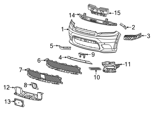 2019 Dodge Durango Front Bumper Bracket Diagram for 68307816AA