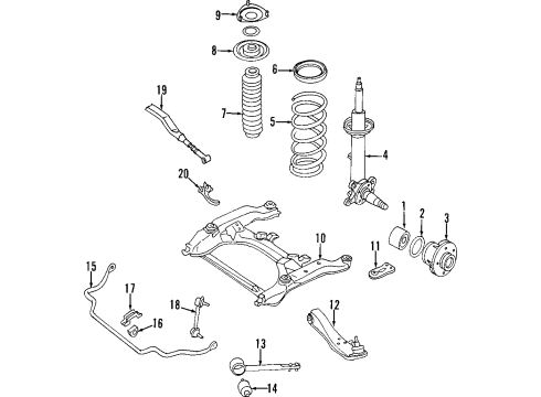 2000 Infiniti Q45 Front Suspension Components, Lower Control Arm, Upper Control Arm, Ride Control, Stabilizer Bar Bush-Mounting, Tension Rod Diagram for 54476-5P000