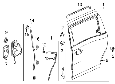 2018 Honda Odyssey Sliding Door Sub-Seal, R. Slide Door Diagram for 72825-THR-A01