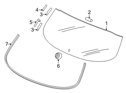 2021 Honda Pilot Glass - Lift Gate Rubber, Windshield Dam Diagram for 73213-TG7-A01