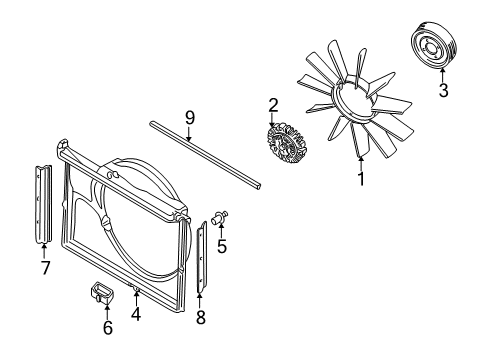 2000 BMW Z8 Cooling Fan Fan Blade Diagram for 11527831932