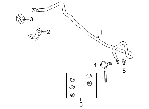 2001 Nissan Quest Stabilizer Bar & Components - Front Bolt Diagram for 01225-00261