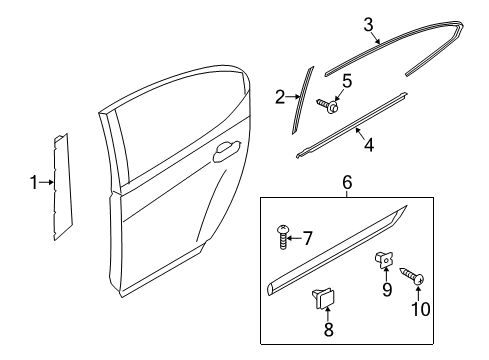 2015 Kia Cadenza Exterior Trim - Rear Door WEATHERSTRIP Assembly-Rear Door Belt Diagram for 832203R001