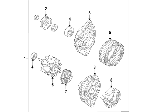 2019 Hyundai Accent Alternator Generator Assembly Diagram for 37300-2B970