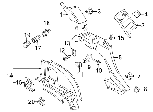 2015 Mini Cooper Countryman Interior Trim - Quarter Panels Fixing Clamp, Cover Diagram for 51439143451