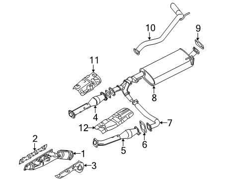 2004 Nissan Titan Exhaust Manifold Exhaust Manifold With Catalytic Converter Driver Side Diagram for 14002-7S01C