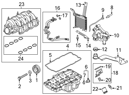 2015 Ford Mustang Engine Parts, Mounts, Cylinder Head & Valves, Camshaft & Timing, Variable Valve Timing, Oil Pan, Oil Pump, Balance Shafts, Crankshaft & Bearings, Pistons, Rings & Bearings Adapter Diagram for KR3Z-6881-D