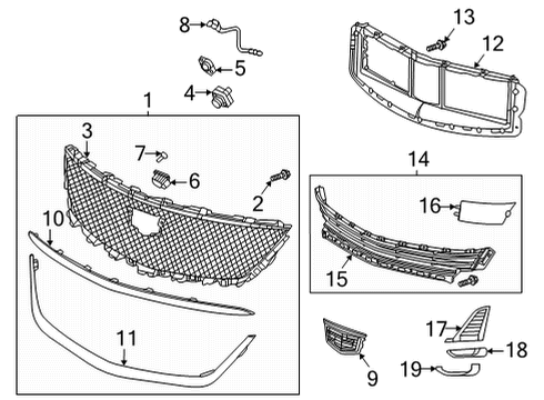 2022 Cadillac CT5 Grille & Components Outer Grille Diagram for 84517530