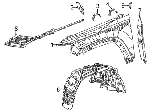 2021 Jeep Grand Cherokee L Fender & Components FENDER-WHEELHOUSE INNER Diagram for 68376700AD