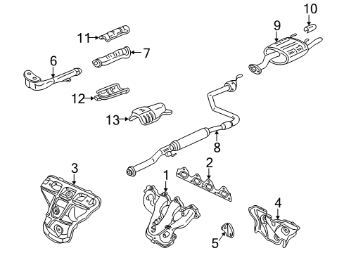 1999 Honda Civic Exhaust Components Cover (Upper) Diagram for 18182-P2P-A00