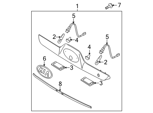 2008 Kia Sportage Bulbs GARNISH-Cr Mold Diagram for 873111F100