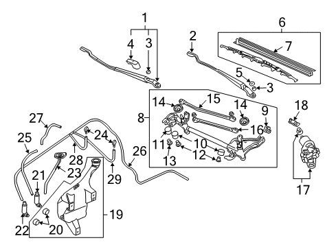 2005 Honda Civic Windshield - Wiper & Washer Components Rubber, Mounting Diagram for 76516-SR3-003