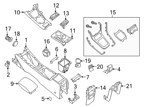 2014 Nissan Sentra Center Console Console-Lower Diagram for 96916-3SG1B