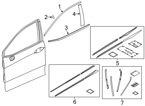 2020 Honda Clarity Exterior Trim - Front Door Screw Tapping Diagram for 90142-TRT-A00