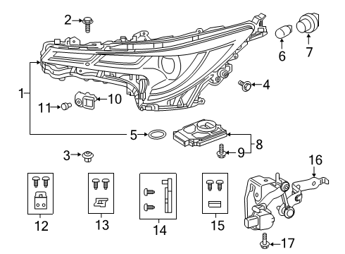 2020 Toyota Corolla Bulbs Composite Assembly Diagram for 81145-12L80