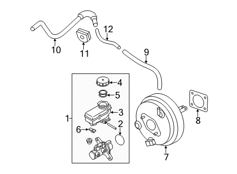 2012 Infiniti M56 Hydraulic System Master Vac Assembly Diagram for D7210-1MB0A