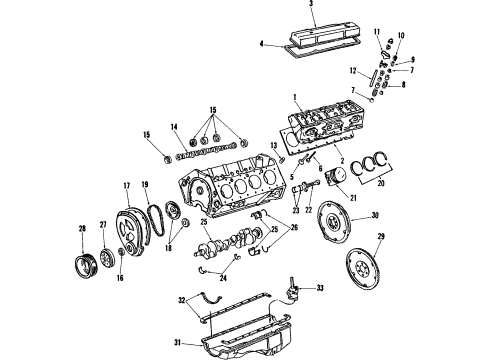 1990 Chevrolet Corvette Engine Parts, Mounts, Cylinder Head & Valves, Camshaft & Timing, Oil Pan, Oil Pump, Crankshaft & Bearings, Pistons, Rings & Bearings Mount Asm-Engine Diagram for 17984499