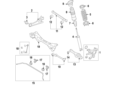 2014 Hyundai Tucson Rear Suspension Components, Lower Control Arm, Upper Control Arm, Stabilizer Bar Rear Springs Diagram for 553502S841