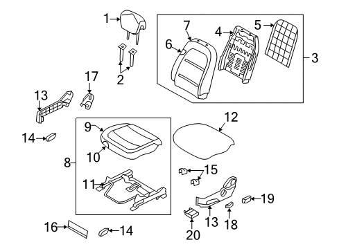 2011 Hyundai Azera Driver Seat Components Cover-Front Seat Mounting Front Diagram for 88055-3L000-A9