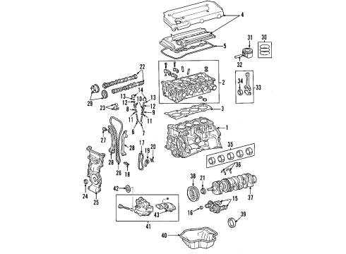 2009 Scion xB Engine Parts, Mounts, Cylinder Head & Valves, Camshaft & Timing, Oil Pan, Oil Pump, Balance Shafts, Crankshaft & Bearings, Pistons, Rings & Bearings Piston Diagram for 13211-0H052-C0
