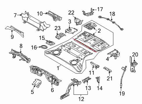 2010 Nissan 370Z Rear Body - Floor & Rails Floor Re Front Diagram for G4512-1ETMA