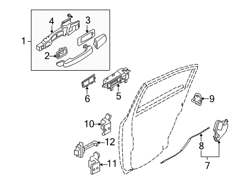 2008 Nissan Sentra Rear Door Rear Door Outside Handle Assembly Right Diagram for 82606-ET09A