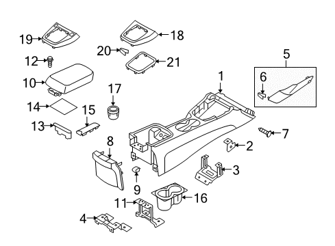 2011 Hyundai Genesis Coupe Center Console Bracket-Floor Console Front Mounting Diagram for 84637-2M000