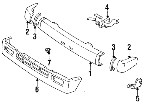 1996 Honda Passport Front Bumper Bolt, Bracket Diagram for 0-28651-025-0