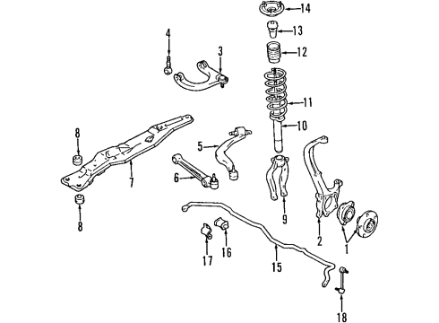 1997 Chrysler Sebring Front Suspension, Lower Control Arm, Upper Control Arm, Stabilizer Bar, Suspension Components ABSORBER Diagram for MR223778