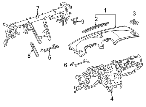 2015 Chevrolet Malibu Cluster & Switches, Instrument Panel Instrument Panel Diagram for 22924218