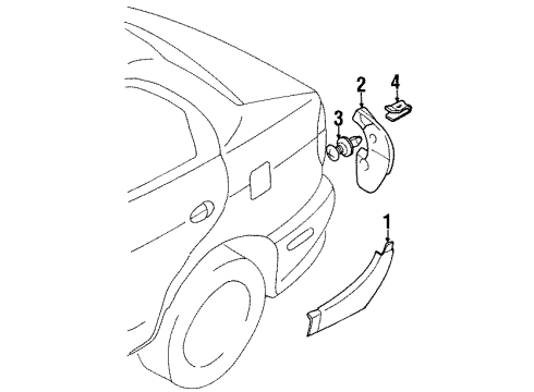 1999 Kia Sephia Exterior Trim - Quarter Panel Nut-Clip Diagram for 0887150825