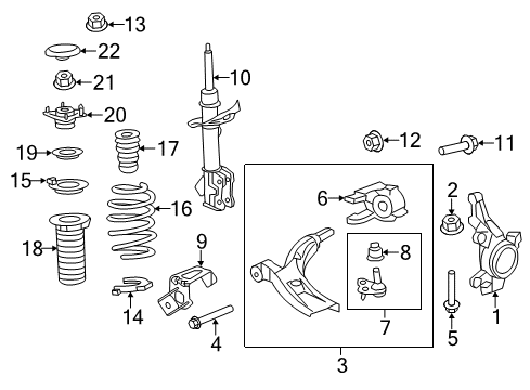 2016 Honda CR-V Front Suspension Components, Lower Control Arm, Stabilizer Bar Bracket Complete, Compliance Diagram for 51395-T1W-A51