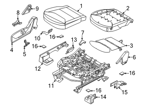 2022 Ford Maverick Passenger Seat Components Lever Diagram for CU5Z-96620A84-B