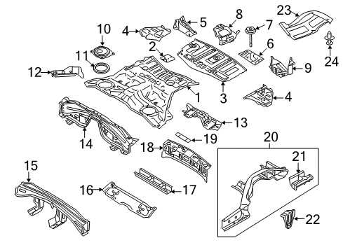 2009 Infiniti FX50 Rear Body - Floor & Rails Clamp-Woofer Diagram for 74810-JY04A