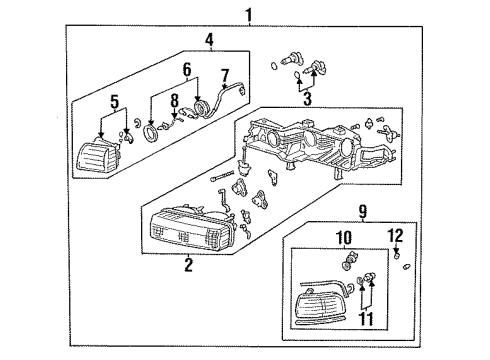 1994 Acura Vigor Combination Lamps Housing, Passenger Side Diagram for 33901-SL5-A02