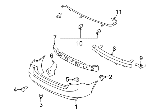 2007 Kia Optima Rear Bumper Reinforcement Assembly-Rear Bumper Diagram for 866232G000