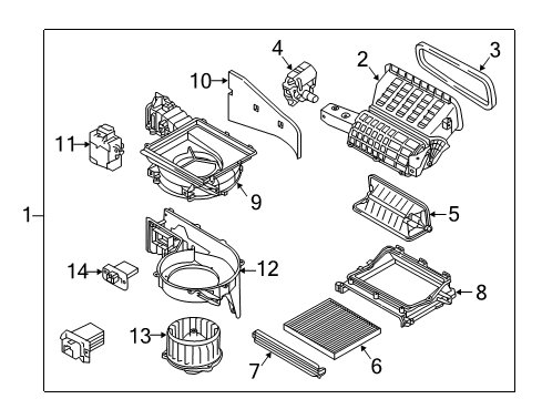 2018 Kia Sedona Auxiliary Heater & A/C Case-Blower, Lower Diagram for 97112A9000