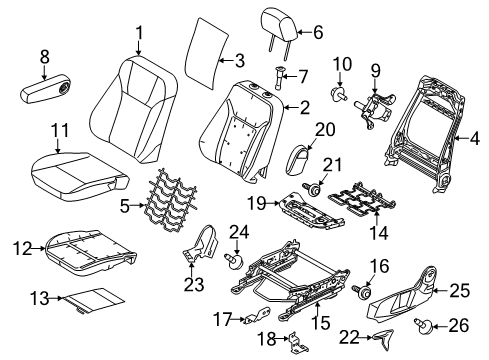 2013 Ford Fiesta Driver Seat Components Handle Diagram for BE8Z-5461753-AA