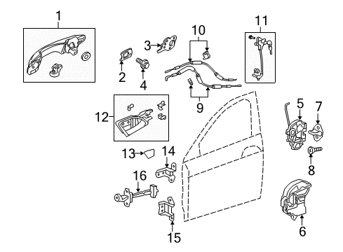 2012 Honda Crosstour Front Door Handle Assembly, Passenger Side Door (Outer) Diagram for 72140-TP6-A01