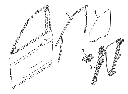 2016 BMW X1 Front Door Window Guide, Left Front Door Diagram for 51337349635