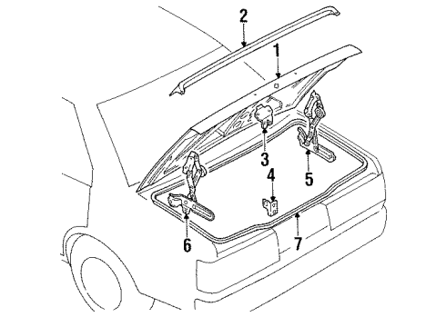 1985 Nissan Sentra Trunk Lid WEATHERSTRIP-Trunk Lid Diagram for 84830-01A00