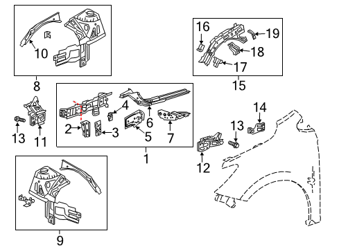 2016 Chevrolet Cruze Structural Components & Rails Lower Rail Assembly Diagram for 39099438