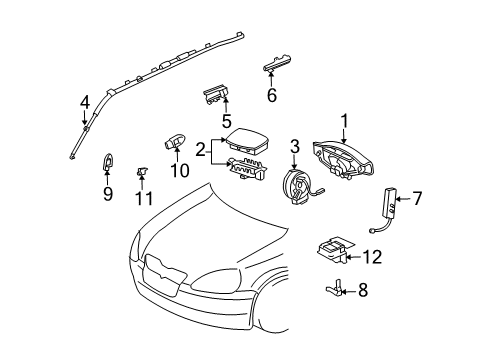 2005 Scion xA Air Bag Components Head Air Bag Diagram for 62170-52010